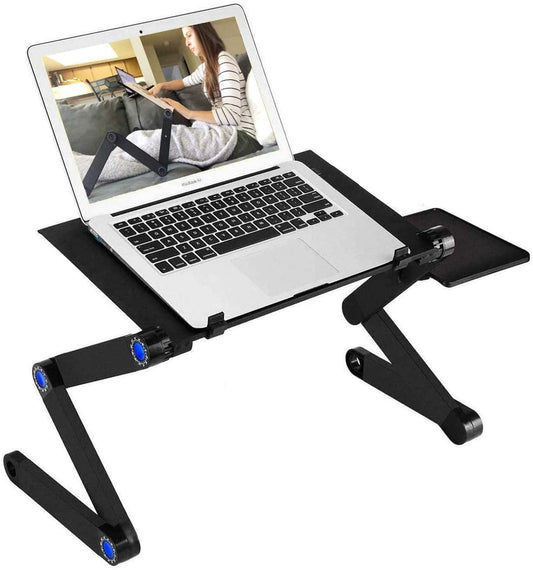 Adjustable Laptop Stand with 2 CPU Cooling USB Fans and Mouse Pad